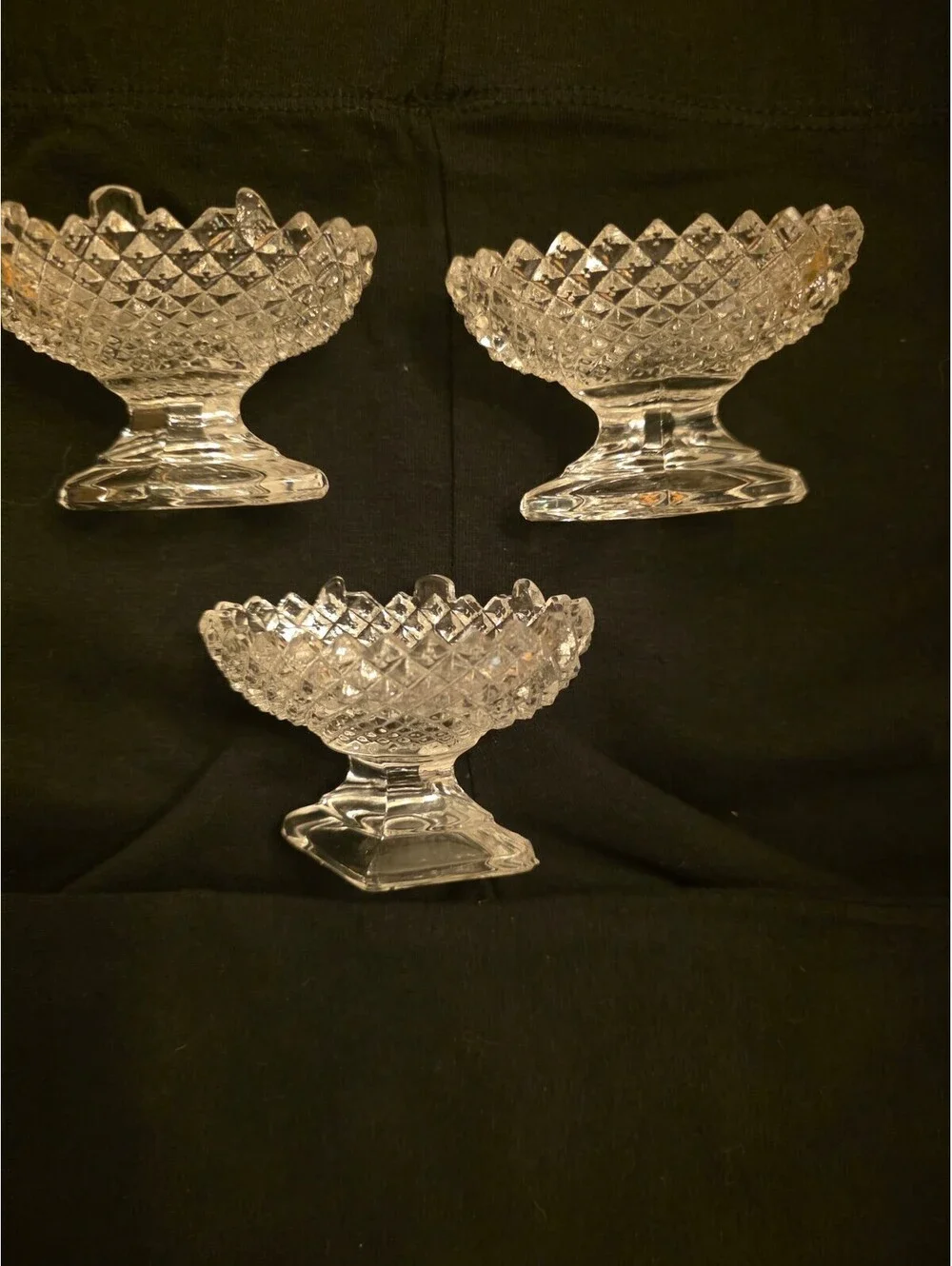 Set of 3 Vintage Clear Glass westmoreland salt sellers
